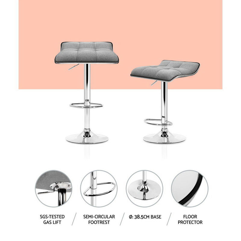 Bruca Fabric Barstools (Set of 2) - Grey