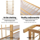 10-Tier Bamboo Shoe Rack