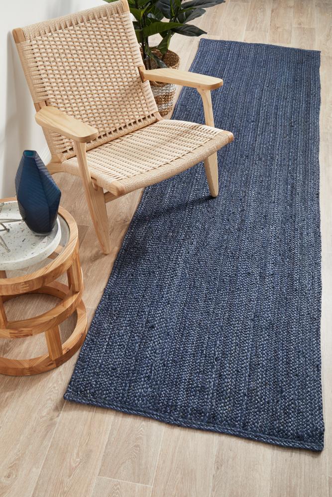 Byron Runner Rug - Navy.