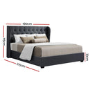 Carter King Fabric Gas Lift Bed - Charcoal
