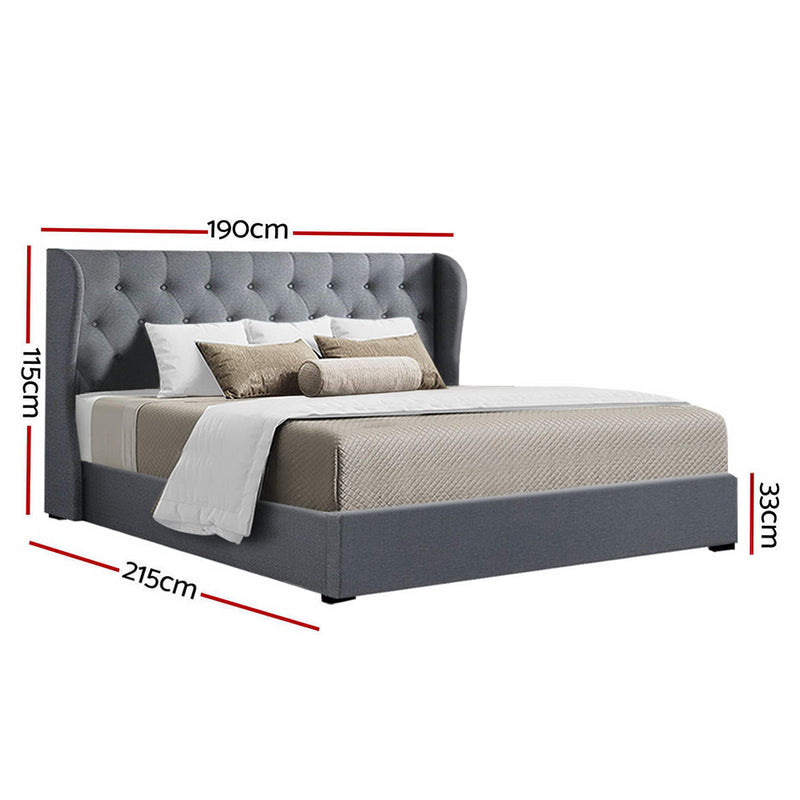 Carter King Fabric Gas Lift Bed - Grey