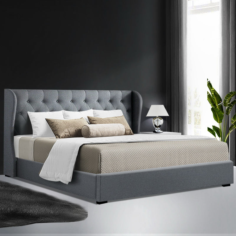 Carter King Fabric Gas Lift Bed - Grey