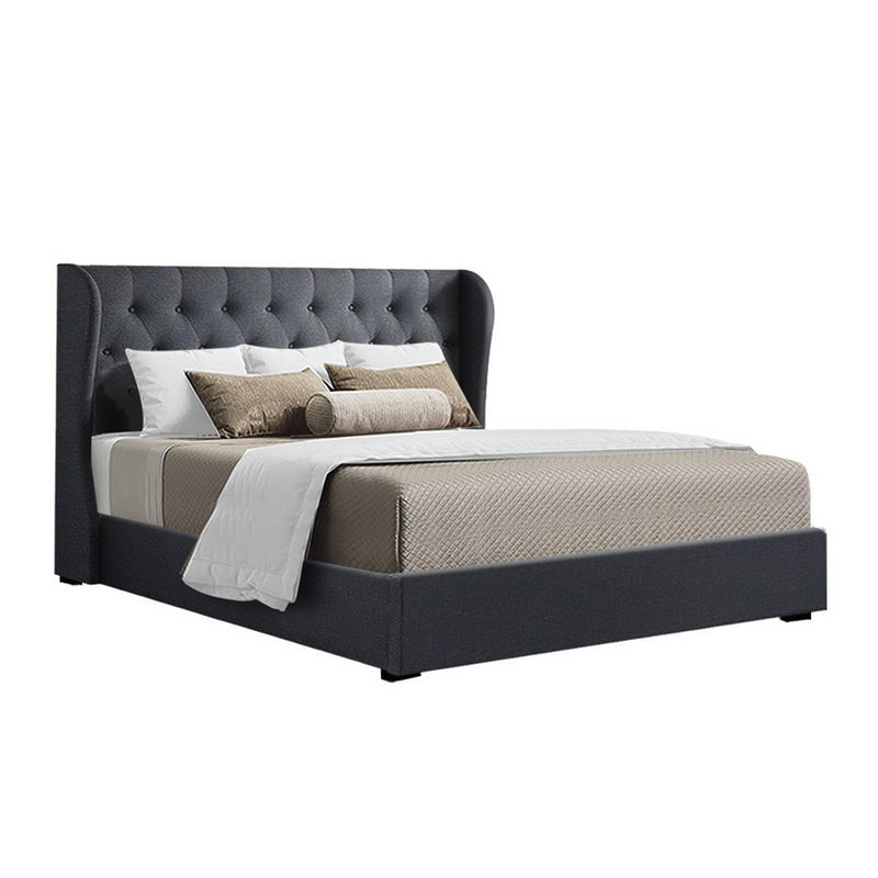 Carter Queen Fabric Gas Lift Bed - Charcoal