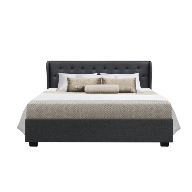 Carter Queen Fabric Gas Lift Bed - Charcoal