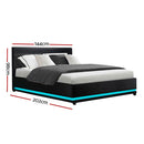 Ulen Double PVC LED Gas Lift Bed - Black