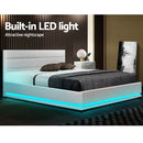 Ulen Double PVC LED Gas Lift Bed - White