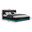 Ulen King PVC LED Gas Lift Bed - Black