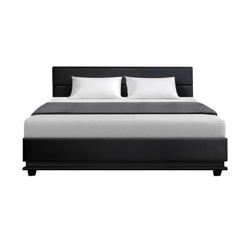 Ulen King PVC LED Gas Lift Bed - Black