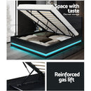 Ulen King PVC LED Gas Lift Bed - Black