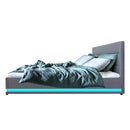 Ulen Queen Fabric LED Gas Lift Bed - Grey