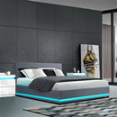 Ulen Queen Fabric LED Gas Lift Bed - Grey