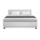 Ulen Queen PVC LED Gas Lift Bed - White