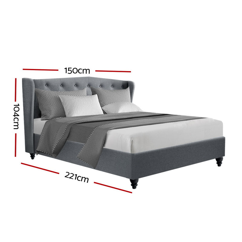 Pierre Double Fabric Bed - Grey