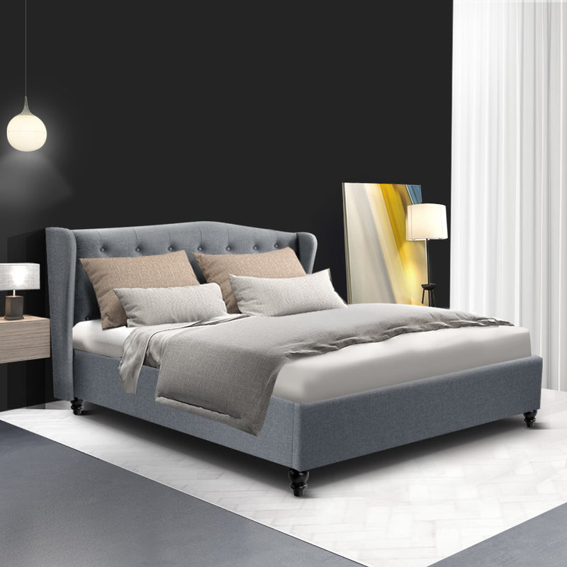 Pierre Double Fabric Bed - Grey