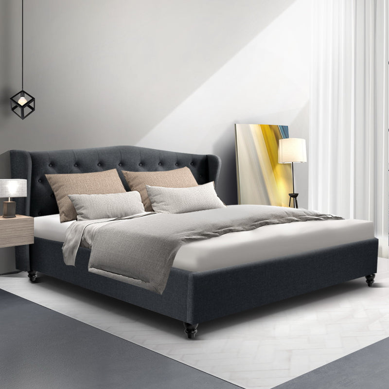 Pierre King Fabric Bed - Charcoal