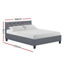 Vakita Double Fabric Bed- Grey