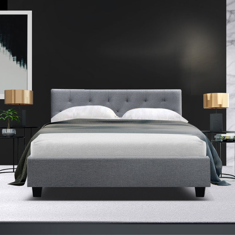 Vakita Double Fabric Bed- Grey