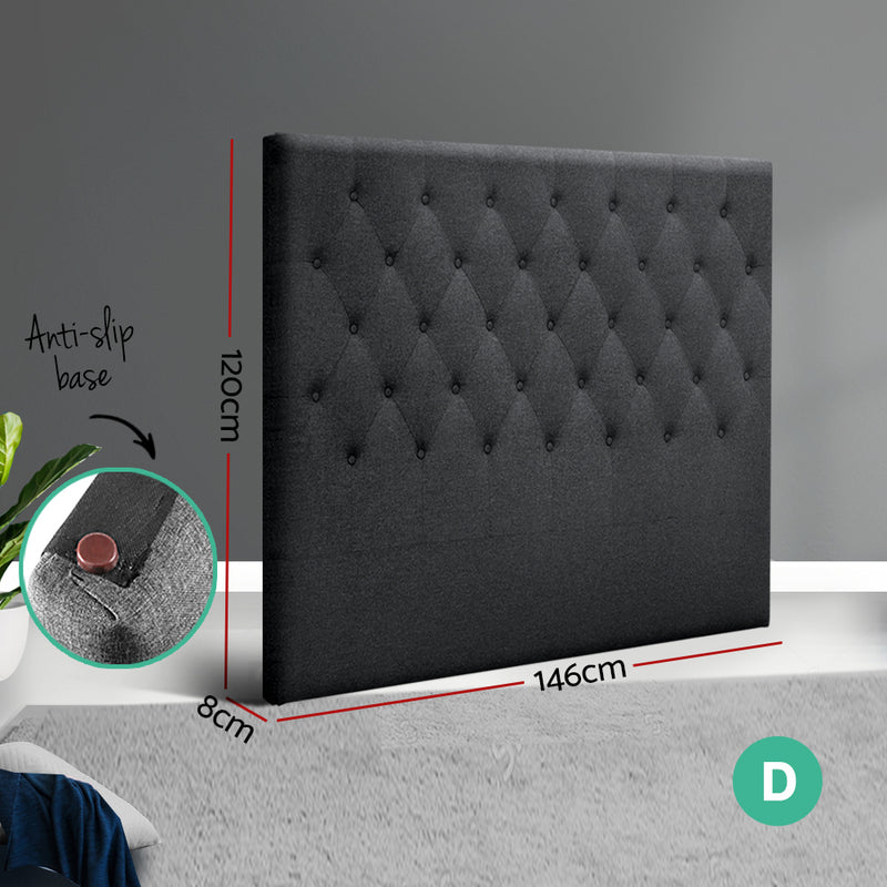 Sara Fabric Double Headboard - Charcoal
