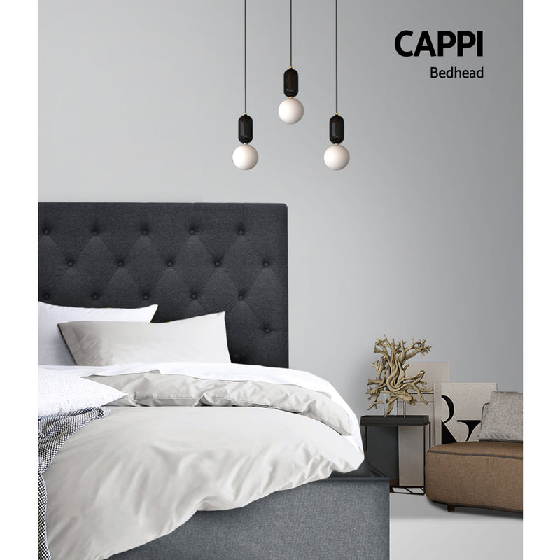 Sara Fabric Double Headboard - Charcoal