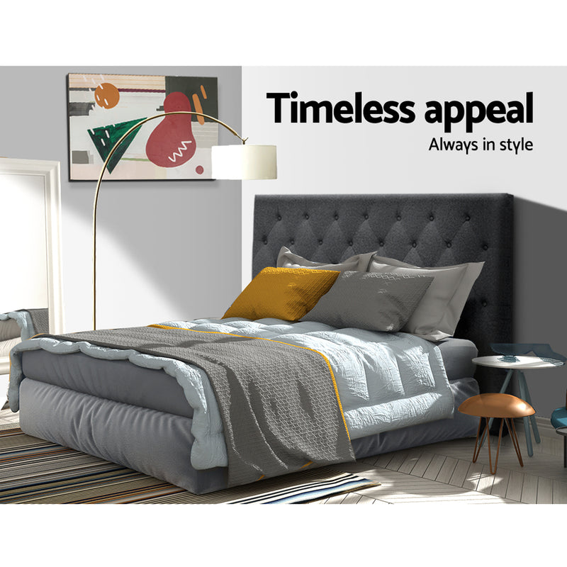Sara Fabric Double Headboard - Charcoal