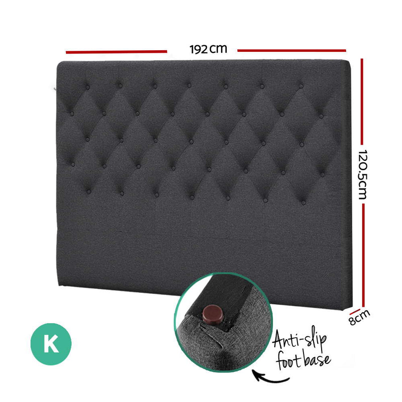 Sara Fabric King Headboard - Charcoal