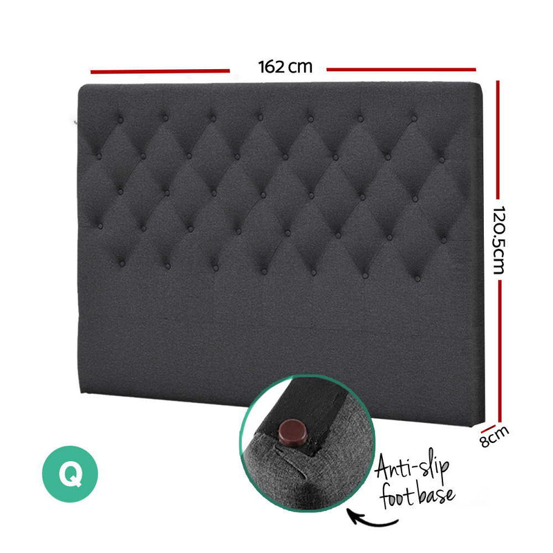 Sara Fabric Queen Headboard - Charcoal