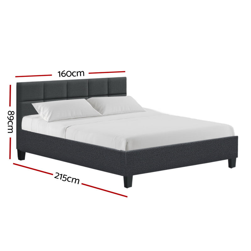 Teeno Queen Fabric Bed - Charcoal