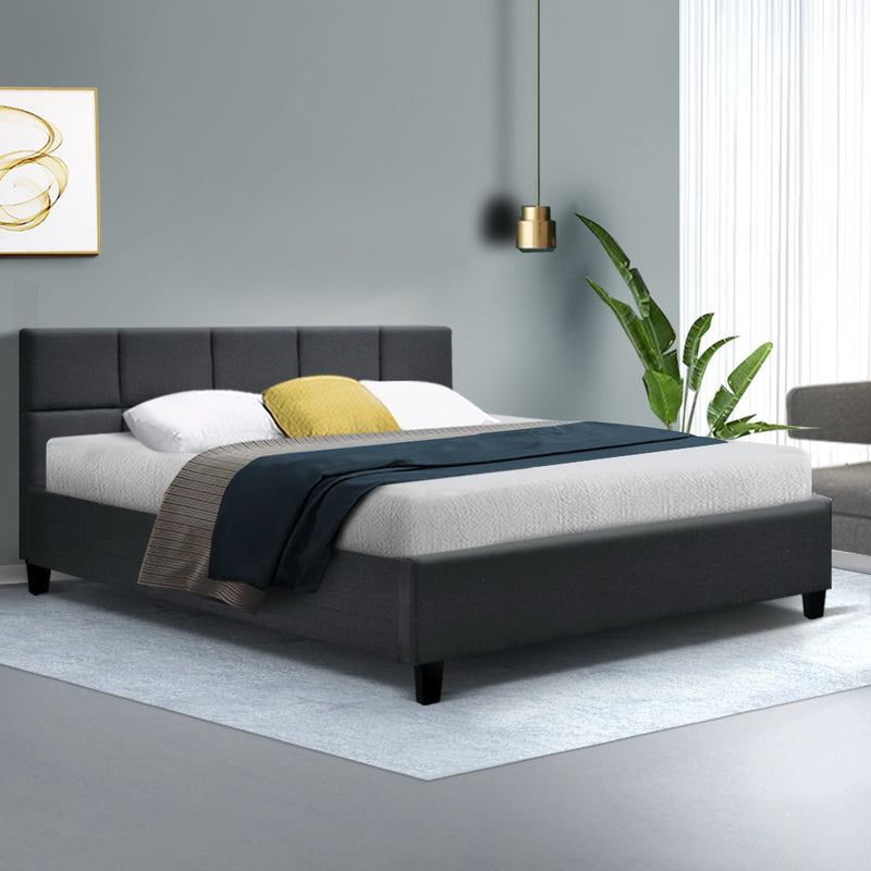 Teeno Queen Fabric Bed - Charcoal
