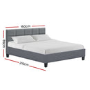 Teeno Queen Fabric Bed - Grey