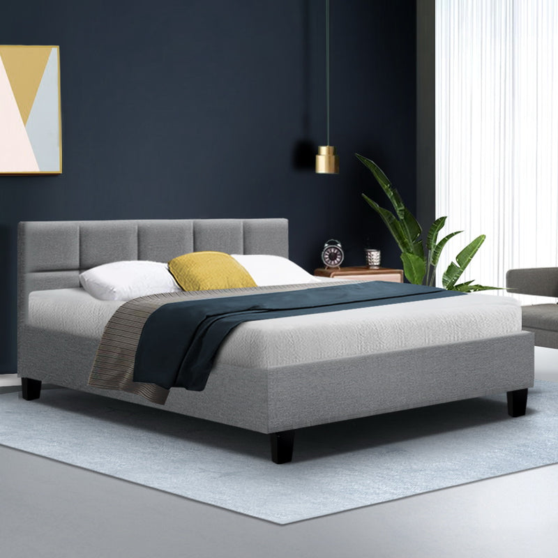 Teeno Queen Fabric Bed - Grey