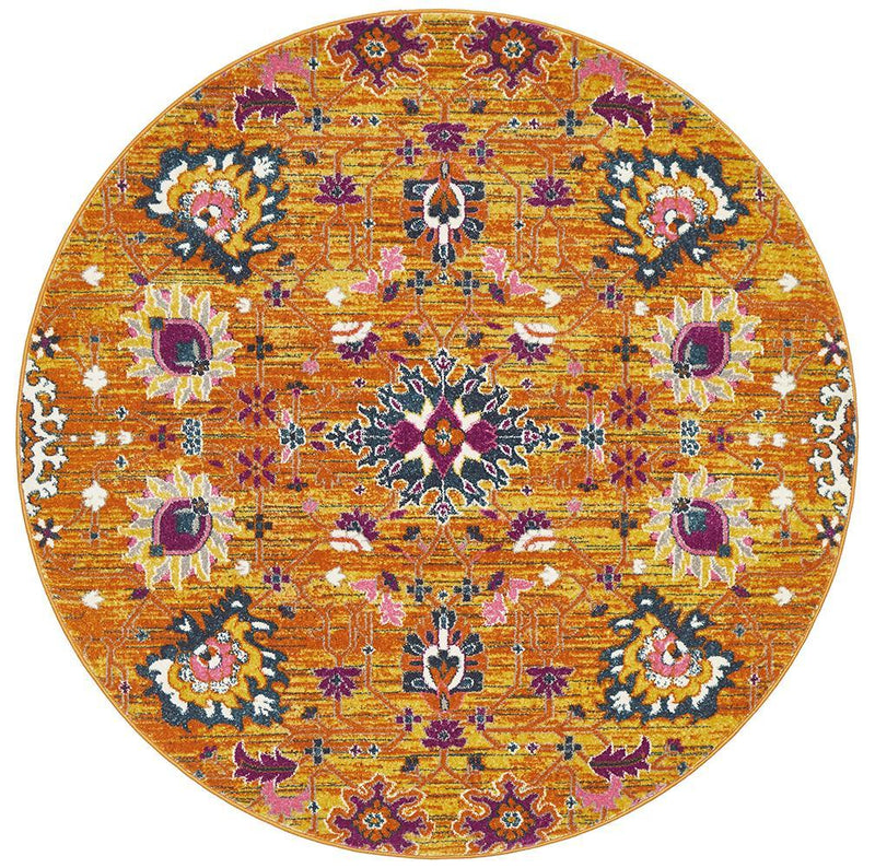 Akkadian Round Rug - Rust.