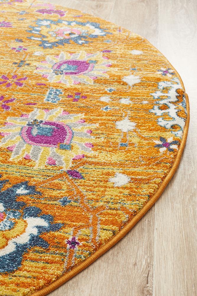 Akkadian Round Rug - Rust.