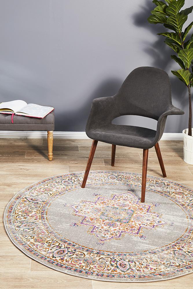 Akkadian Round Rug - Grey.