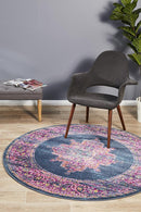 Akkadian Round Rug - Navy.