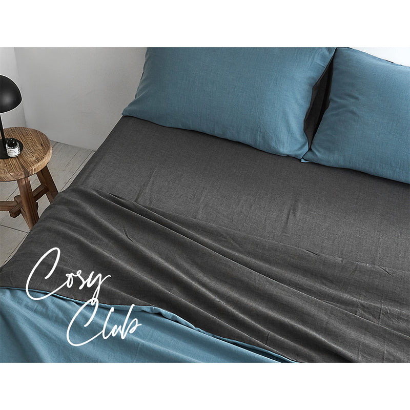 Sheet Set Cotton Sheets King Blue Dark Blue.