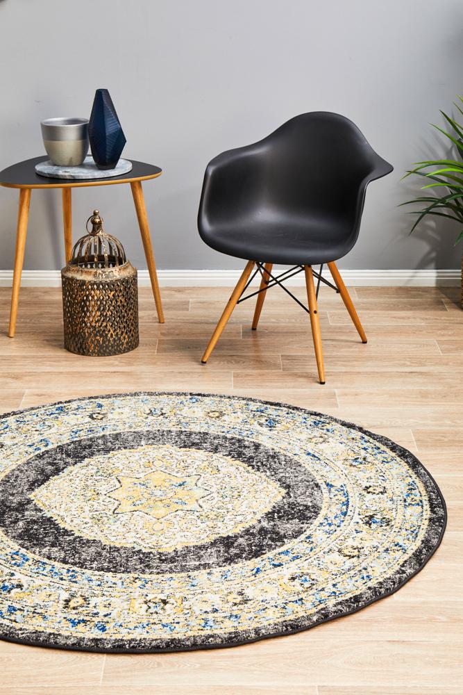 Millenia Round Rug - Charcoal.