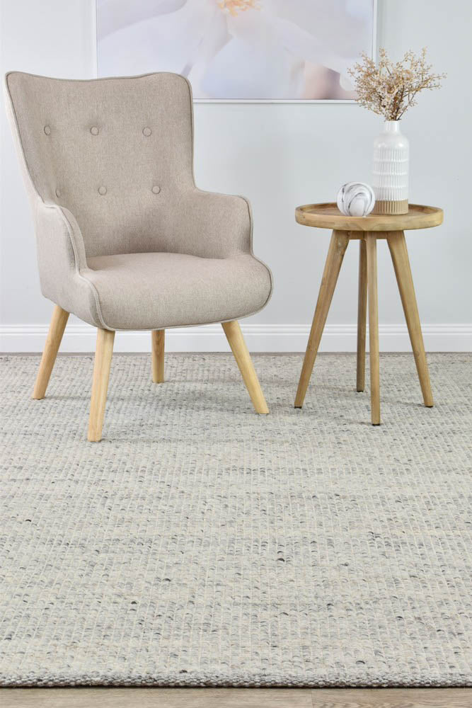 Parko Wool Ivory Grey Rug.