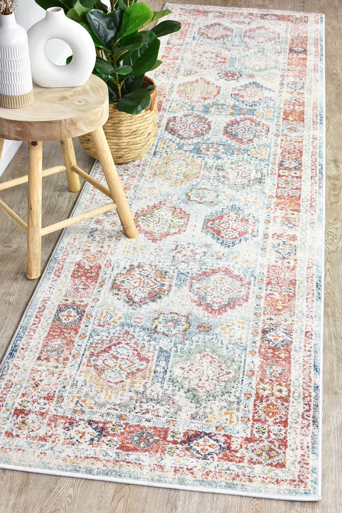 Morocco 0414A Tile Grey Runner Rug.