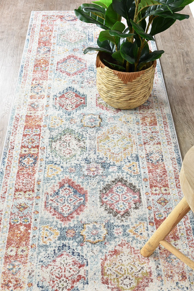 Morocco 0414A Tile Grey Runner Rug.