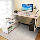 Rotary Corner Desk with Bookshelf - Brown & White