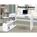 Rotary Corner Desk with Bookshelf - White.