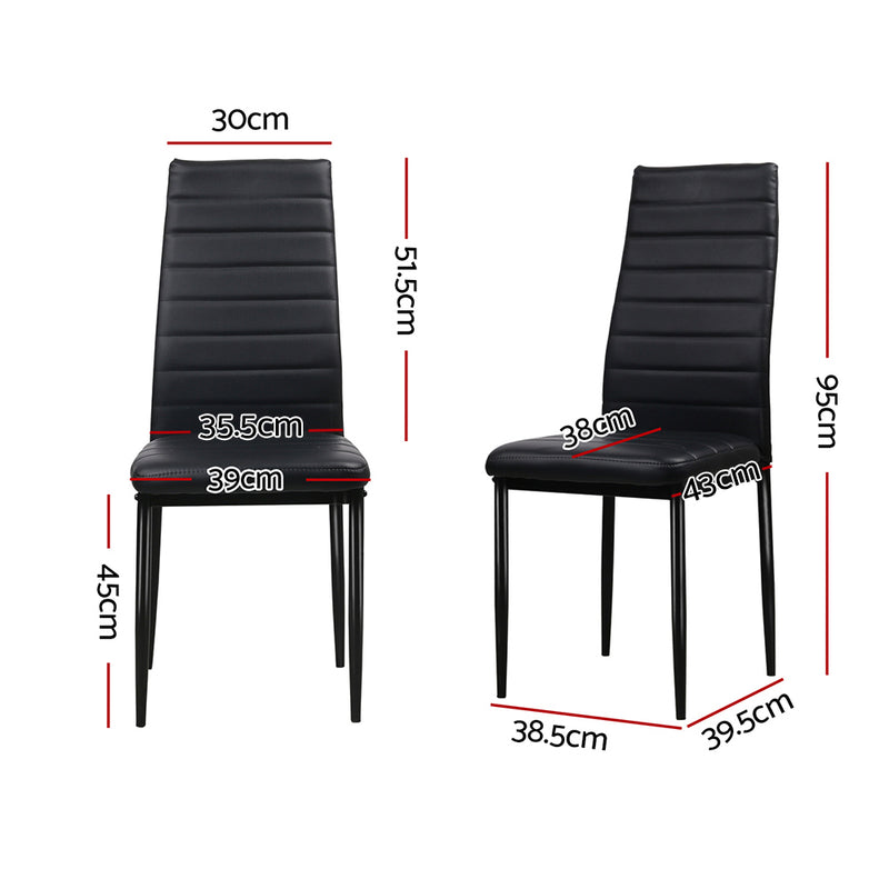 Ken PU Dining Chairs (Set of 4) - Black