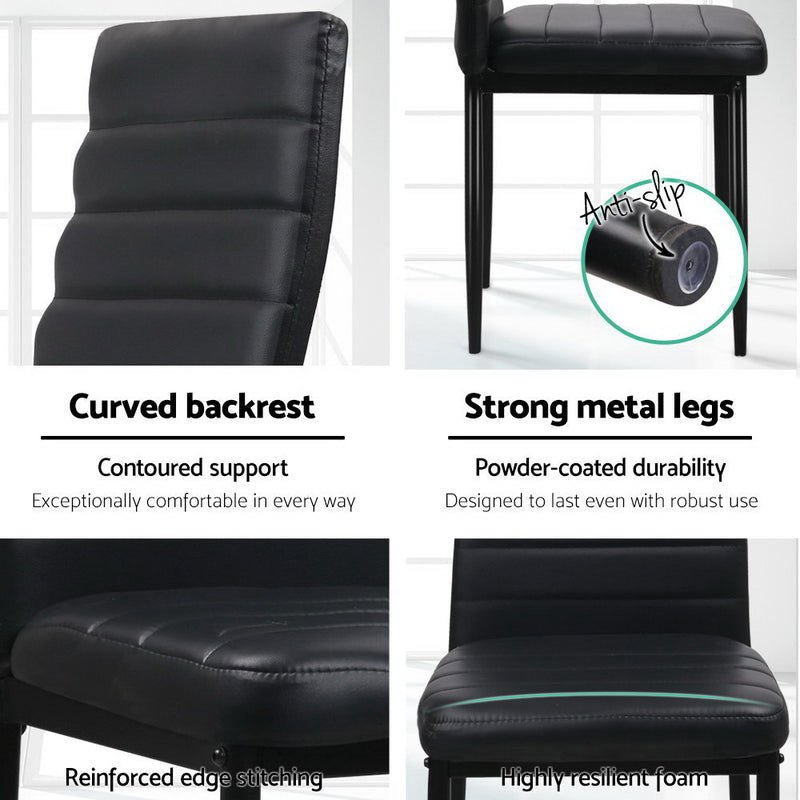 Ken PU Dining Chairs (Set of 4) - Black