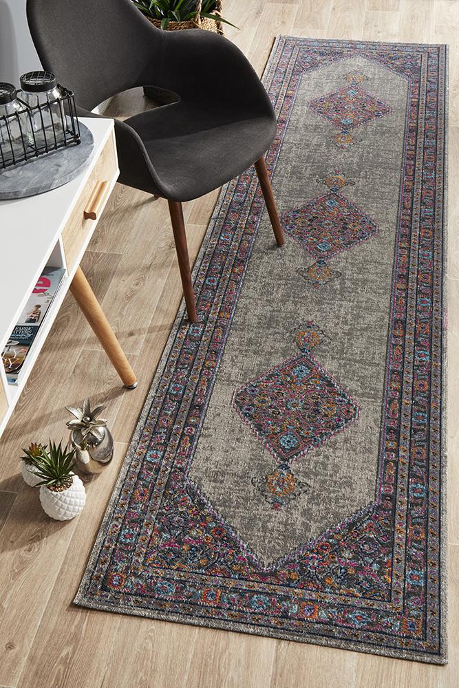 Infinity Runner Rug - Grey Diamond.