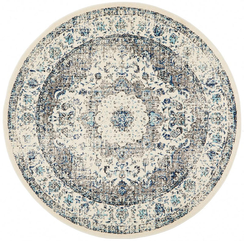 Waken Round Rug - White Mist.