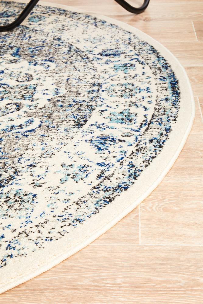 Waken Round Rug - White Mist.