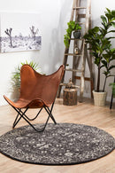 Waken Round Rug - Charcoal.