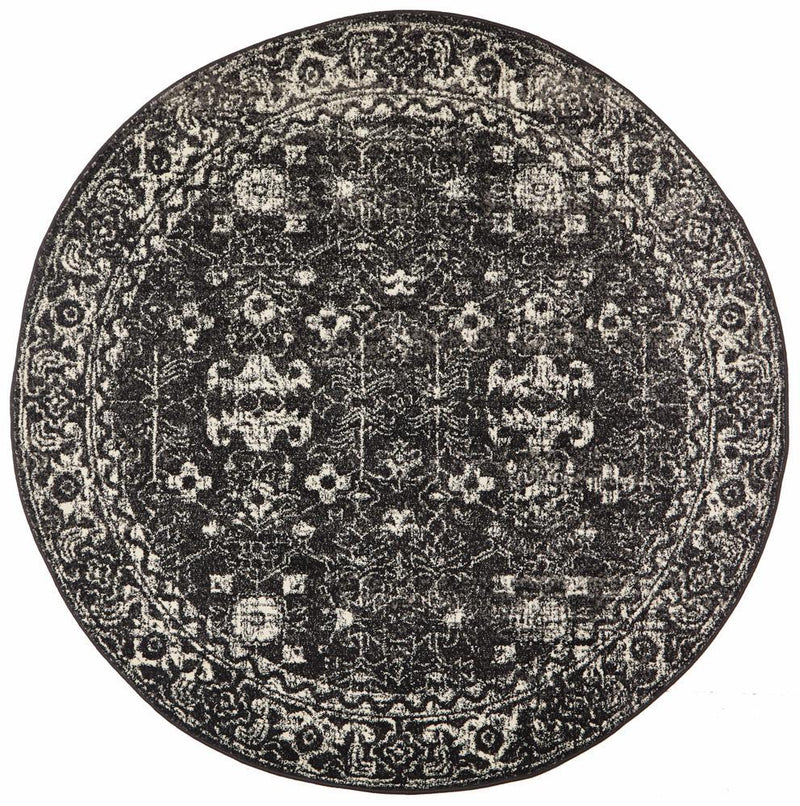 Waken Round Rug - Charcoal.