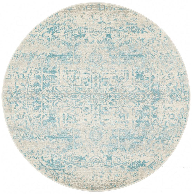 Waken Round Rug - White Glacier.