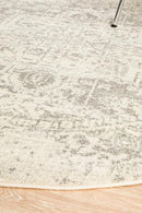 Waken Round Rug - White Silver.